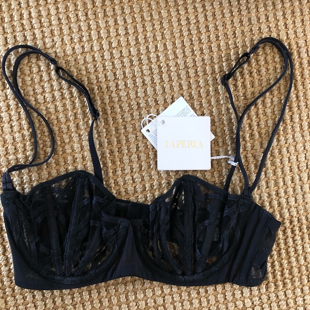 La Perla Lace silk Bra 32C black
